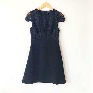 Club Monaco Zulandah Black Lace Sheath Dress Empire Waist Cap Sleeve Slim Fit 0